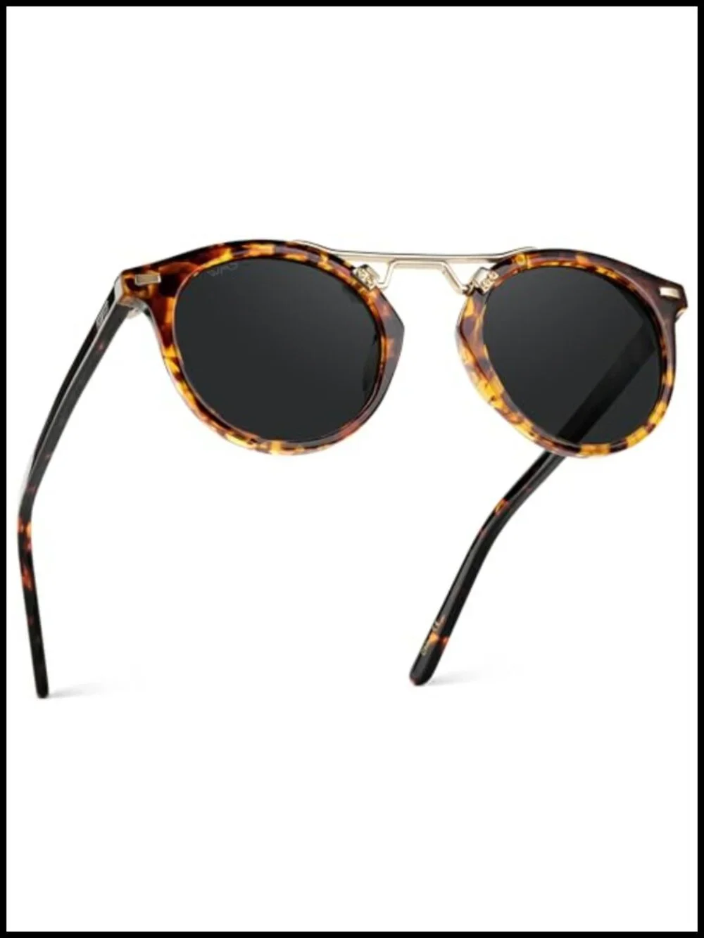 Women's Polarized Round Retro Double-Bridge Sunglasses with UV Protection